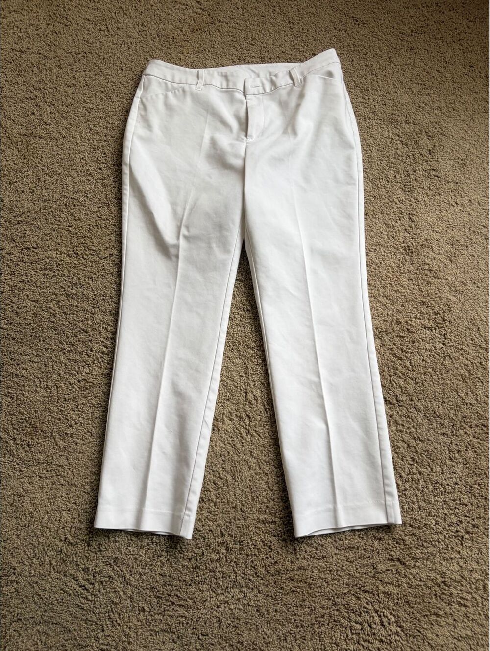 women's white mid-rise straight-leg trousers Croft & Barrow Size 10 Short